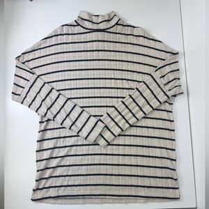 Anthropologie Eri + Ali Stripped Black Cream Turtleneck Sweater, NWT, Small
